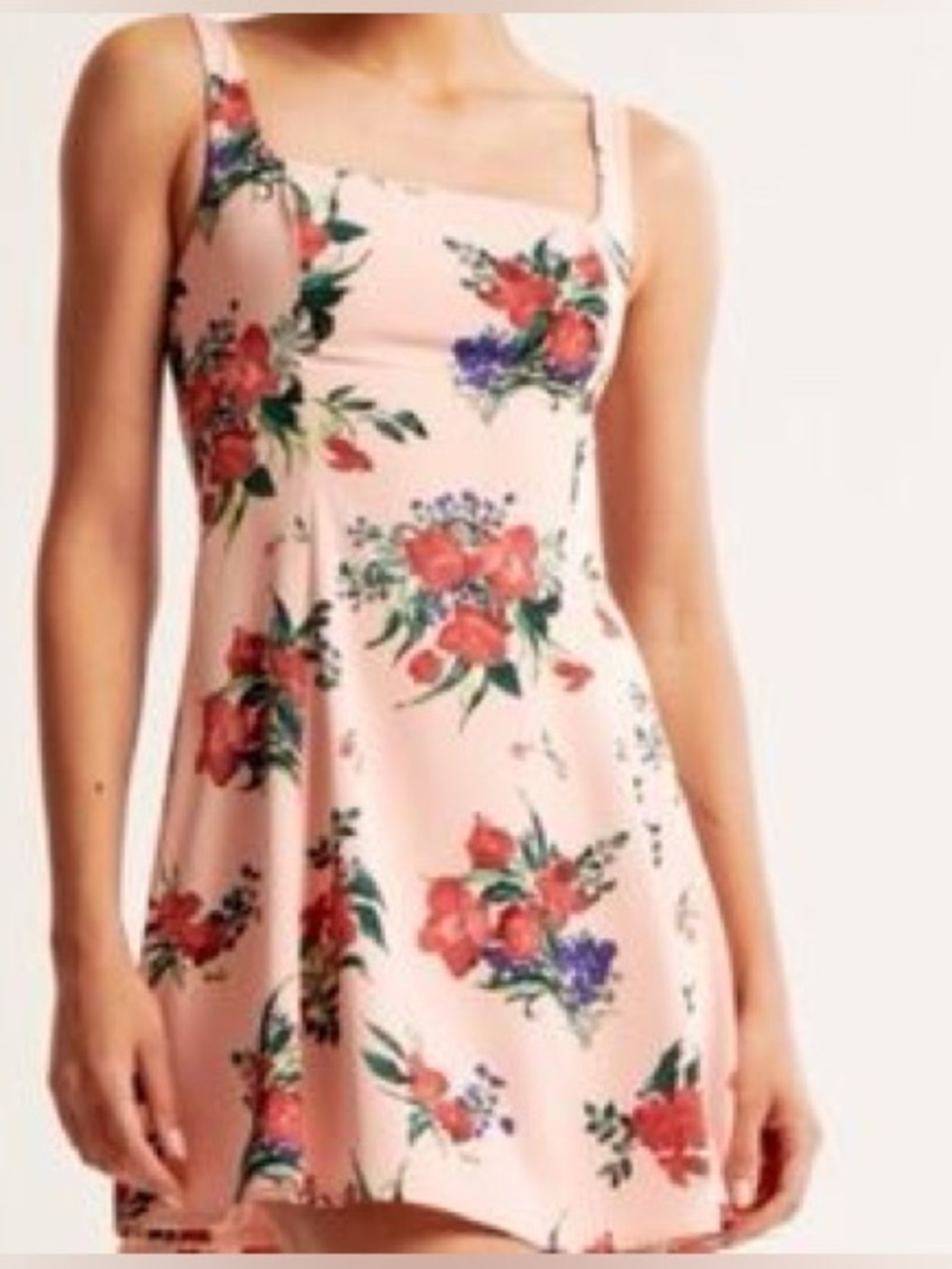 Abercrombie & Fitch Fit and Flare Peach  Floral Mini Dress Size MP NWT